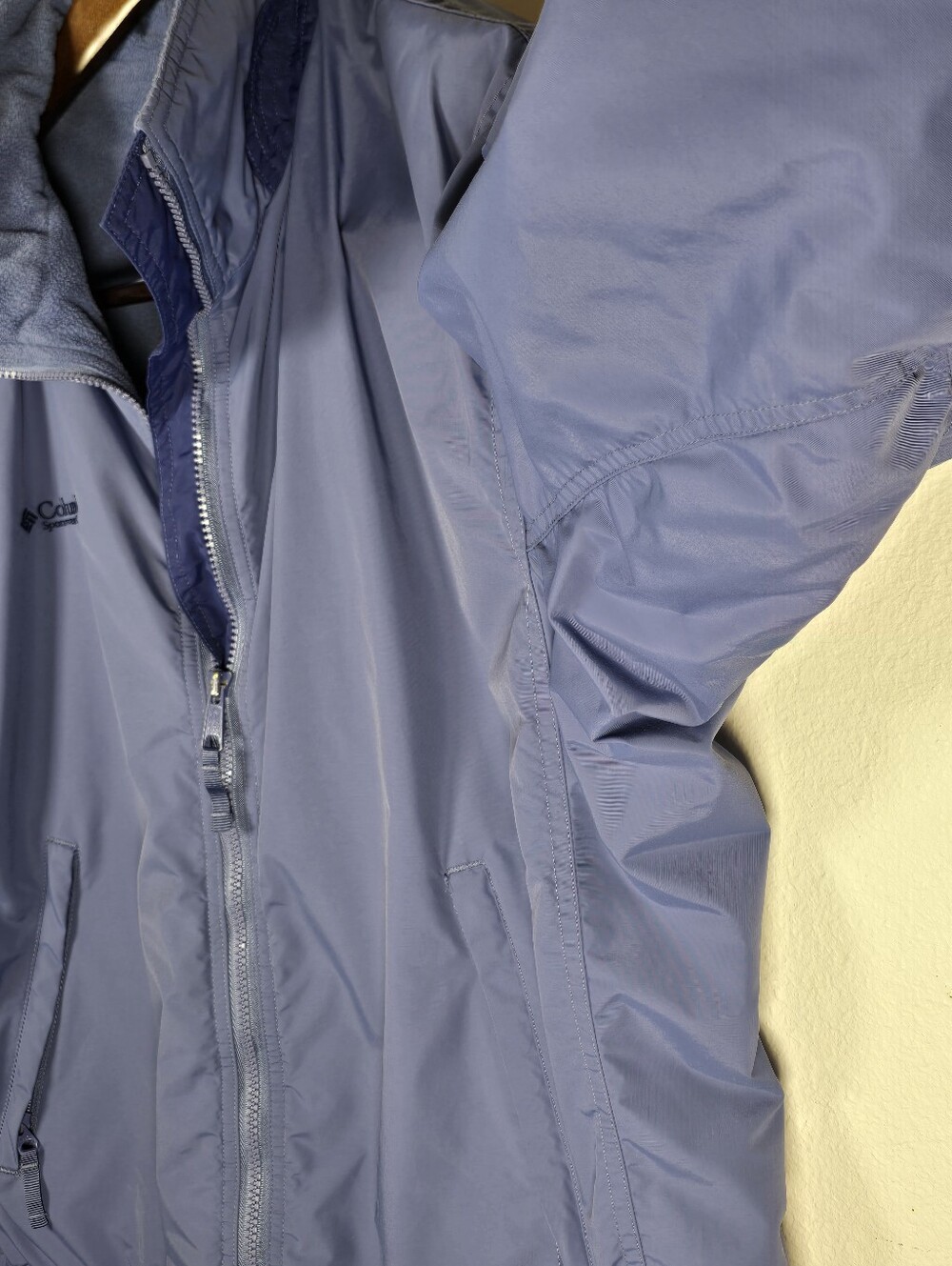 Vintage Columbia Fleece Lined Blue Windbreaker Jacket - Picture 10 of 16
